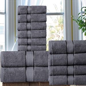 NEW 100% Cotton 600 GSM 12 Pcs Bath Towel Set Grey